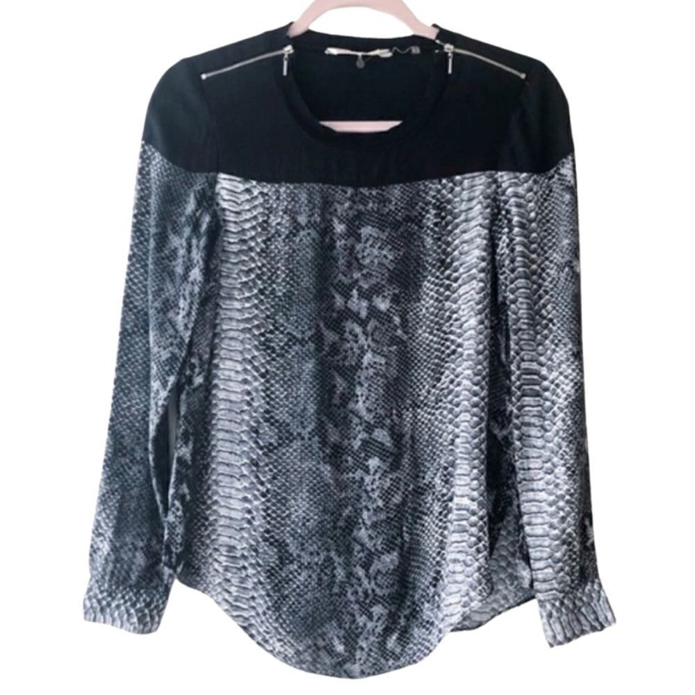 Rebecca Taylor Snake Print Zip Shoulder Top